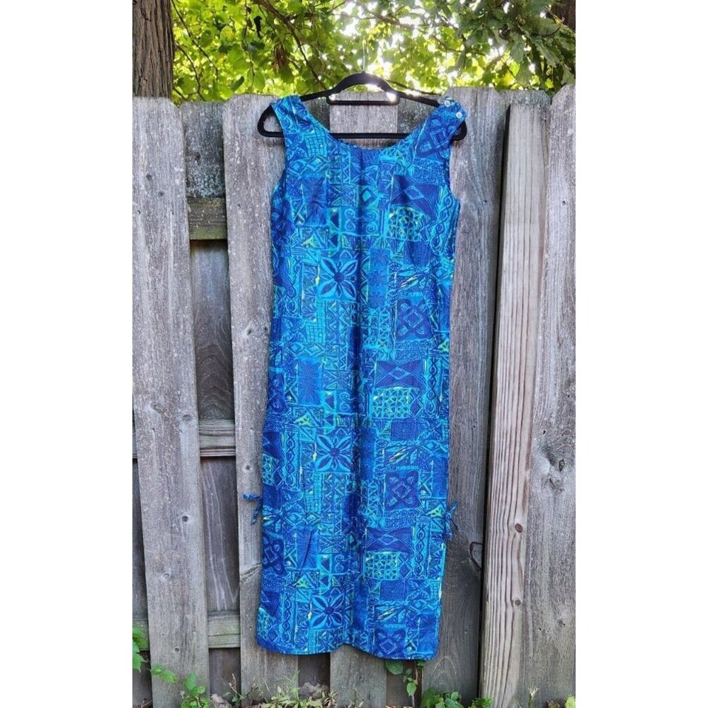 Vintage Fashions of Hawaii Maxi Dress Size Small Shift Sheath Tiki Hawaiian